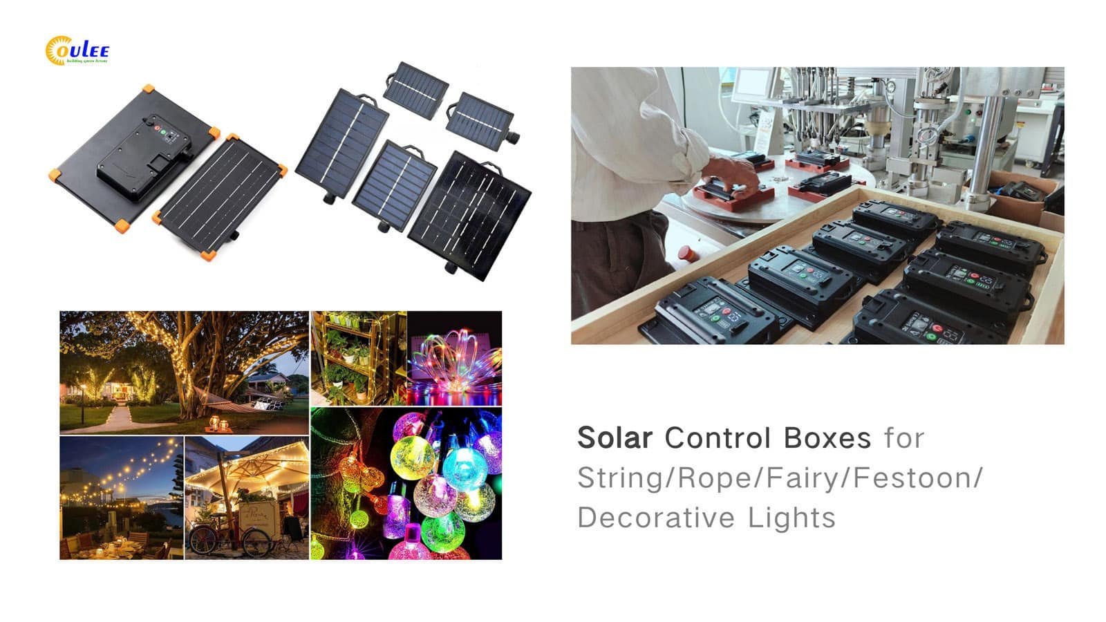 solar control boex for string lights, solar rope lights, solar festoon lights, outdoor solar powered decorative lights