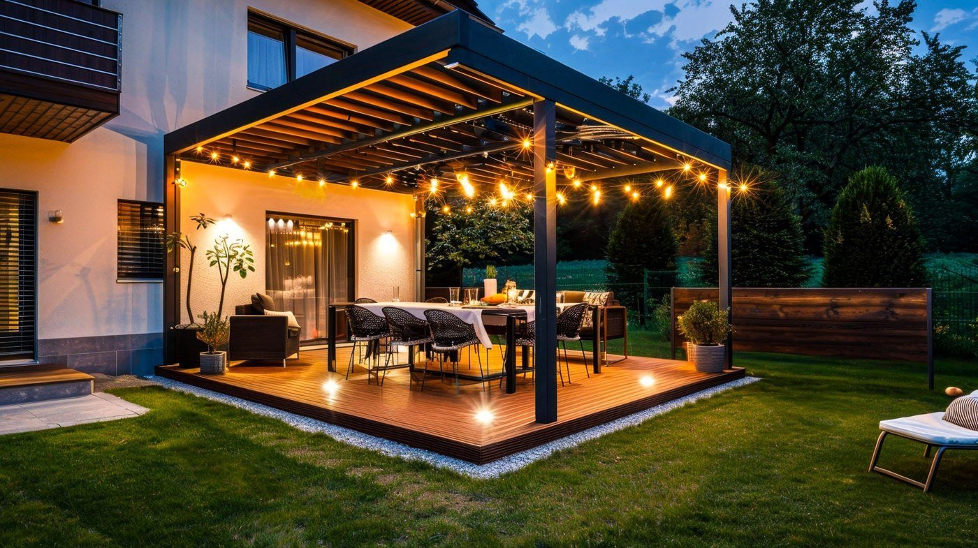 Garden string lighting application reference for decorative outdoor spaces